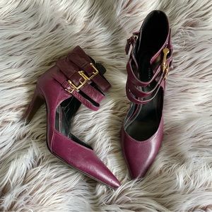 Derek Lam Paloma Purple Leather Ankle Strap Heels